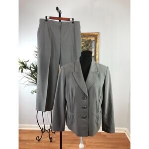 Evan-Picone Womens 2-Piece Pant Suit Set Size 14Gray Office Workwear Minimalist